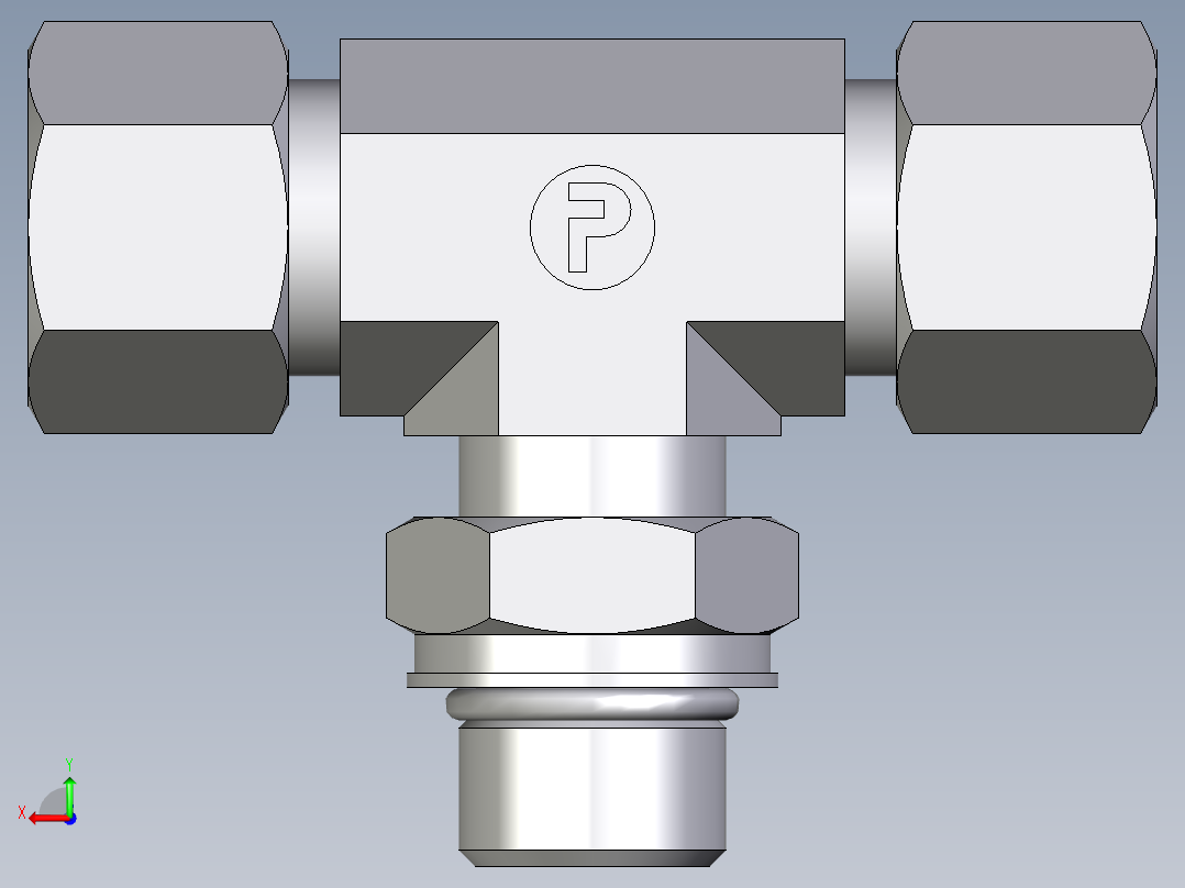卡套式工业通用硬管接头EO_Adjustable_locknut_branch_tee_TEE12ZSMORCF后视图