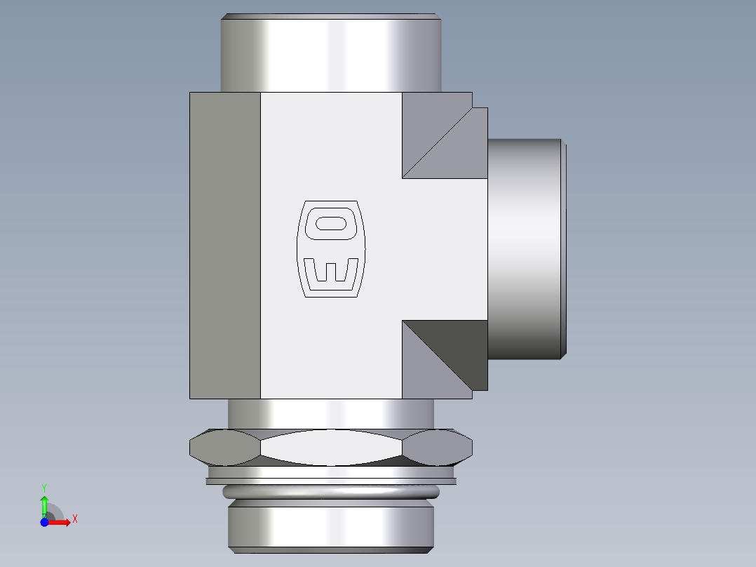卡套式工业通用硬管接头EO_Adjustable_locknut_run_tee_LEE35LMOROMDCF前视图