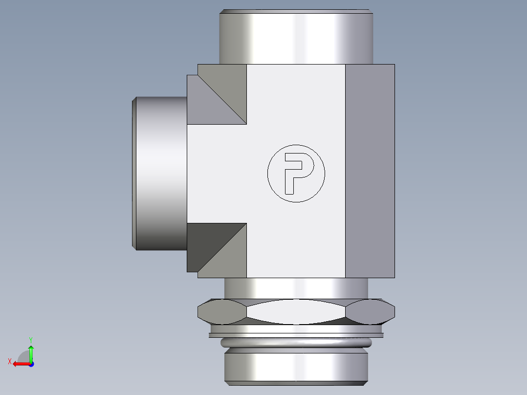 卡套式工业通用硬管接头EO_Adjustable_locknut_run_tee_LEE35LMOROMDCF后视图