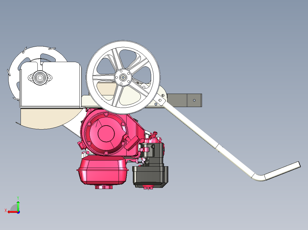 除草机耕耘机后视图