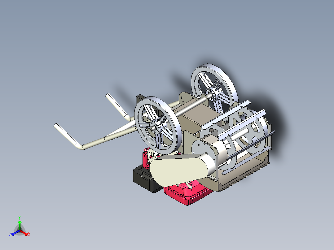 除草机耕耘机正等轴测图