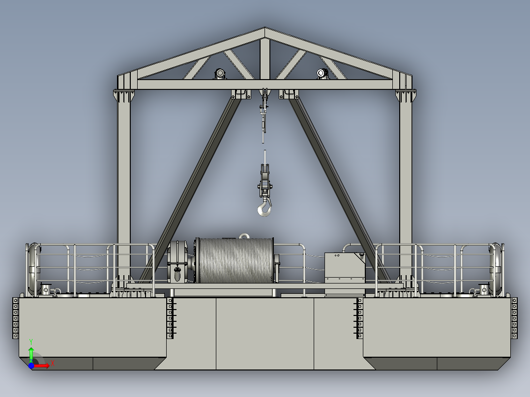 水下机器人回收用对接起吊装置前视图