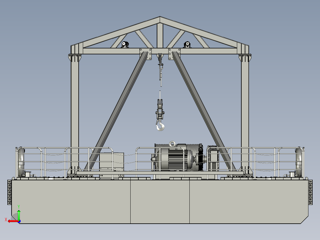 水下机器人回收用对接起吊装置后视图