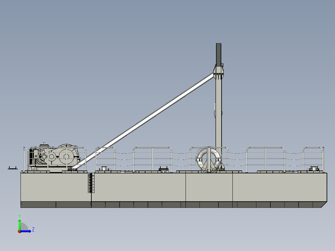 水下机器人回收用对接起吊装置左视图