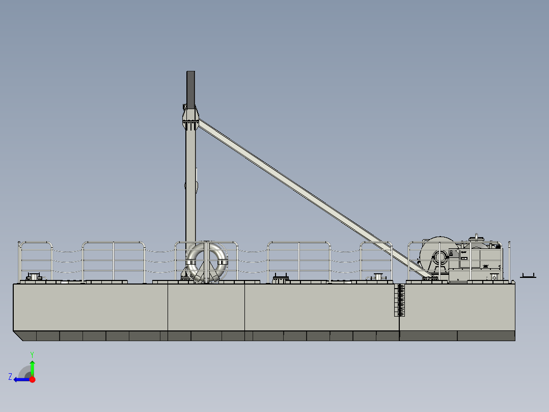 水下机器人回收用对接起吊装置右视图