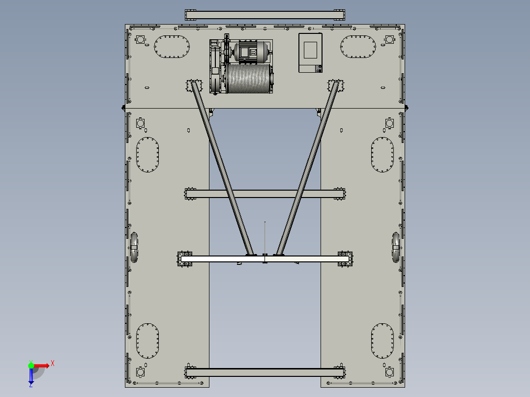 水下机器人回收用对接起吊装置俯视图