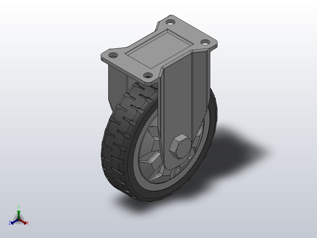 Z11-02-100-421G中型轮[Z11-02-125-421G]脚轮正等轴测图
