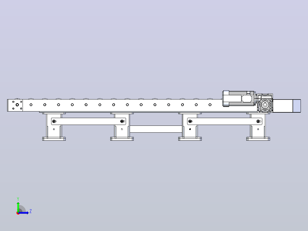 Roller+conveyor滚筒输送机结构3D图纸+STEP格式左视图
