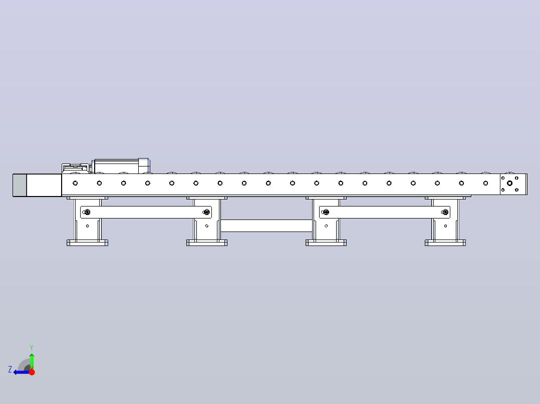 Roller+conveyor滚筒输送机结构3D图纸+STEP格式右视图