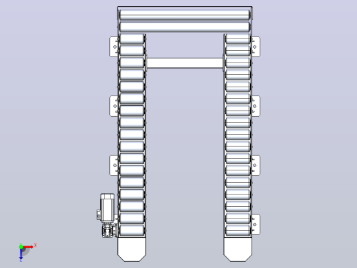 Roller+conveyor滚筒输送机结构3D图纸+STEP格式俯视缩略图