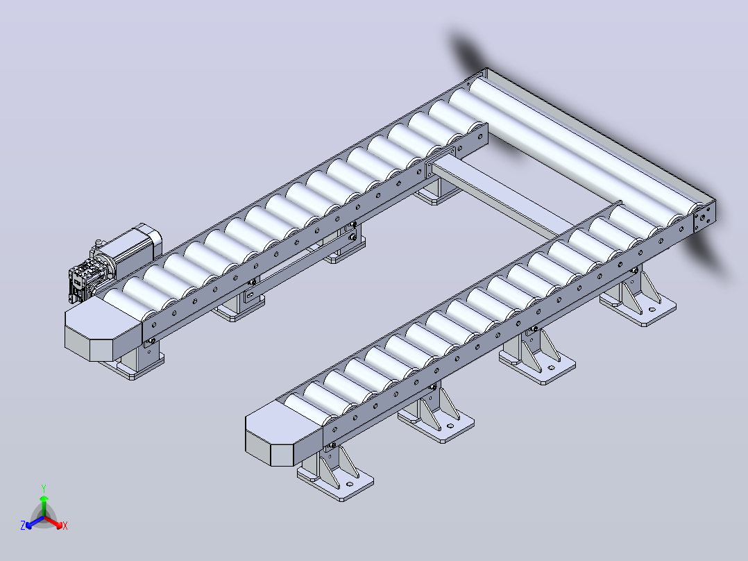 Roller+conveyor滚筒输送机结构3D图纸+STEP格式正等轴测图