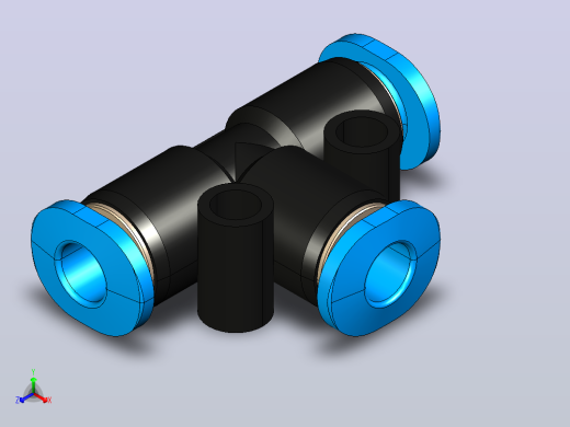 连接器QSMT-4气管接头正等轴测缩略图