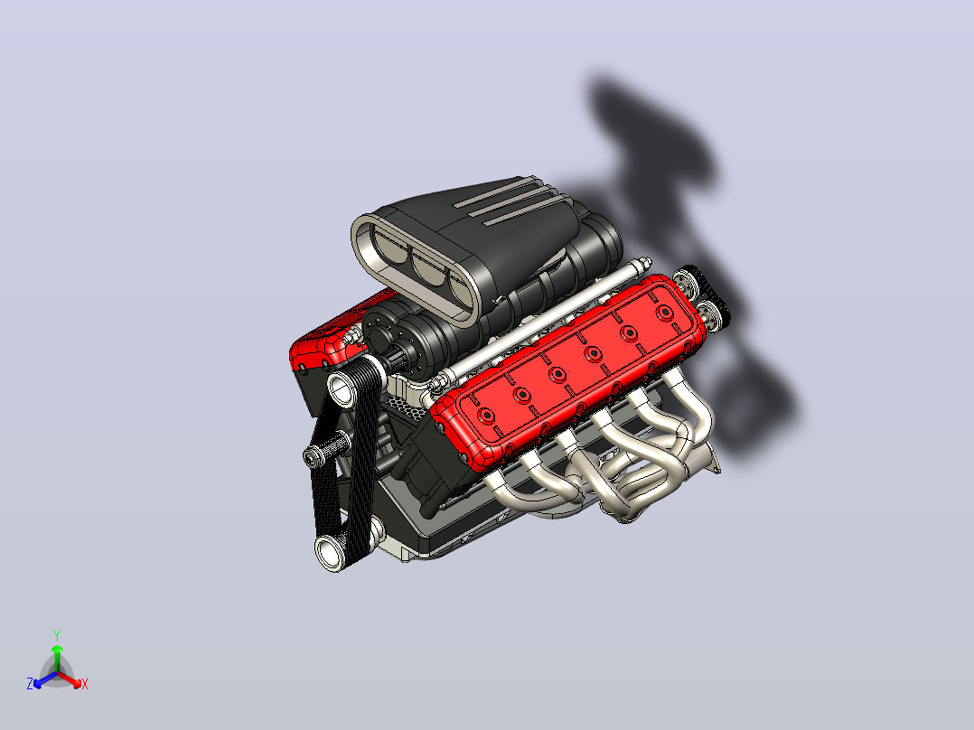 V12 Engine Model十二缸发动机主视图