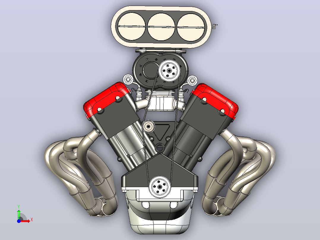 V12 Engine Model十二缸发动机前视图