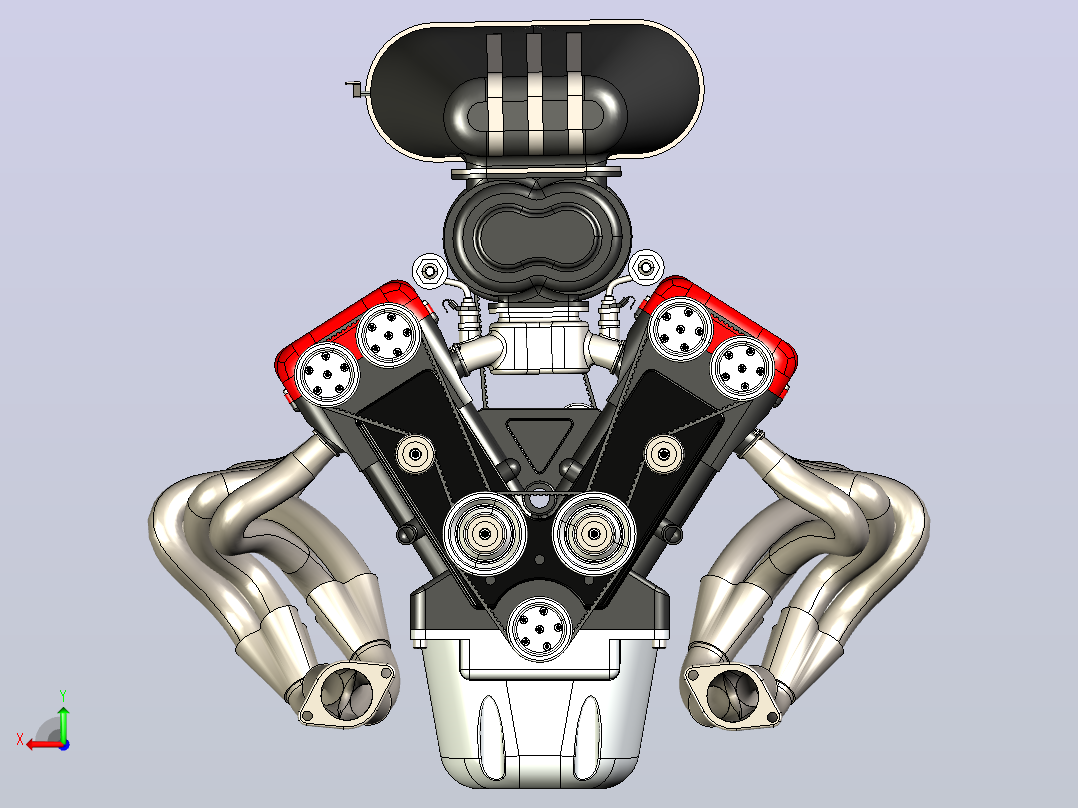 V12 Engine Model十二缸发动机后视图