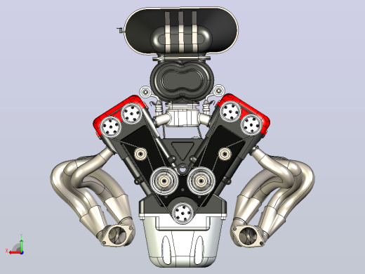 V12 Engine Model十二缸发动机后视缩略图