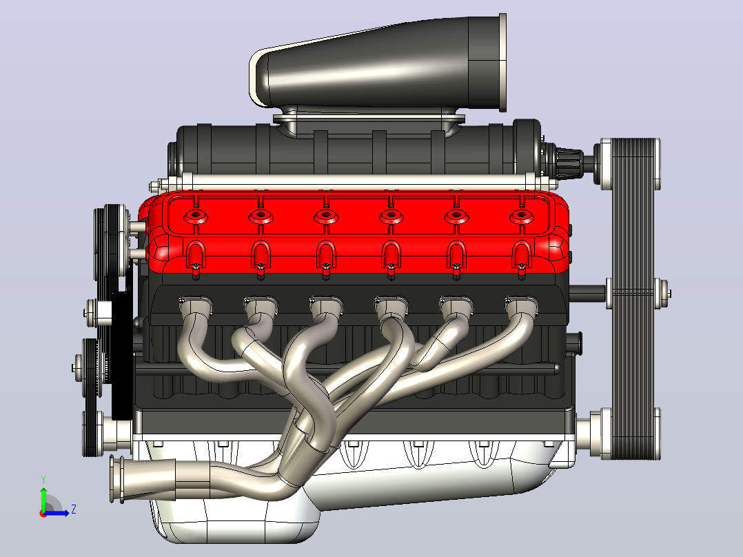 V12 Engine Model十二缸发动机左视图