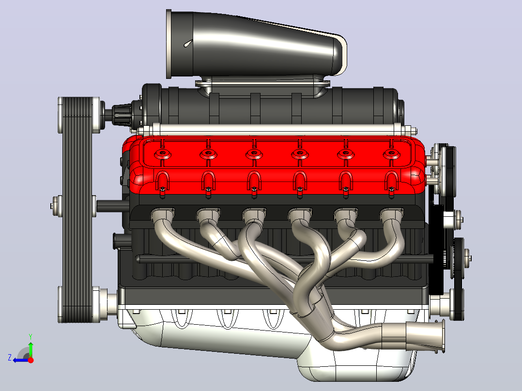 V12 Engine Model十二缸发动机右视图