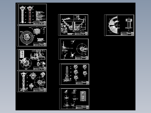 50立方米容积20米高倒锥壳给水塔结构施工CAD图纸