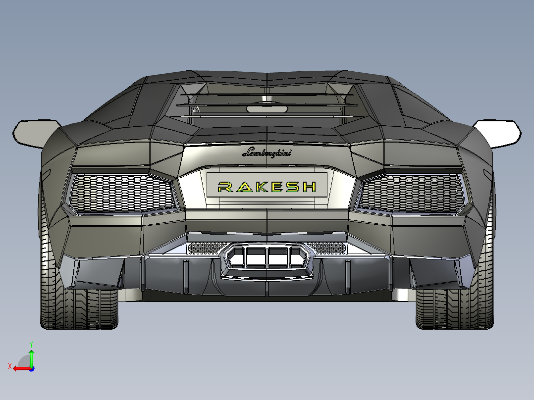 兰博基尼 Lamborghini Aventador模型外壳3D图纸后视图