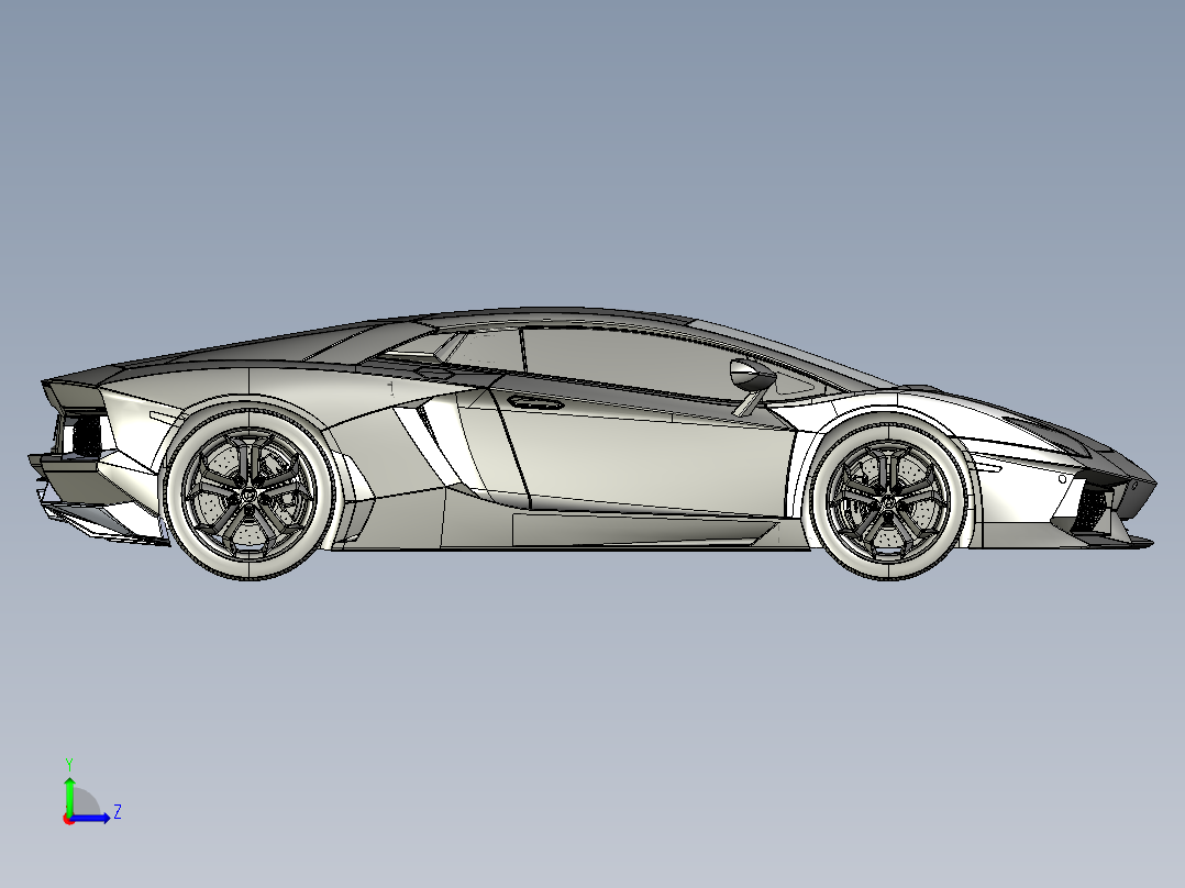 兰博基尼 Lamborghini Aventador模型外壳3D图纸左视图