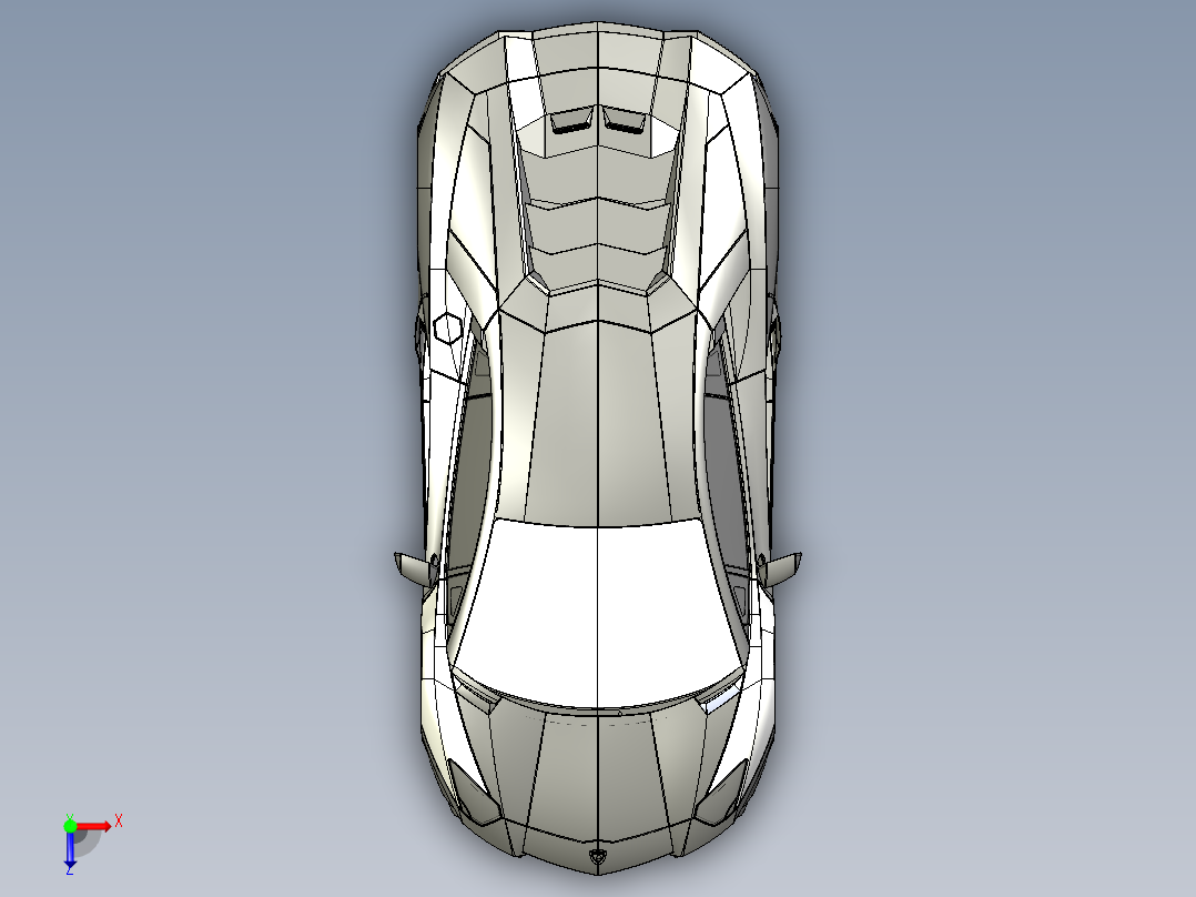 兰博基尼 Lamborghini Aventador模型外壳3D图纸俯视图