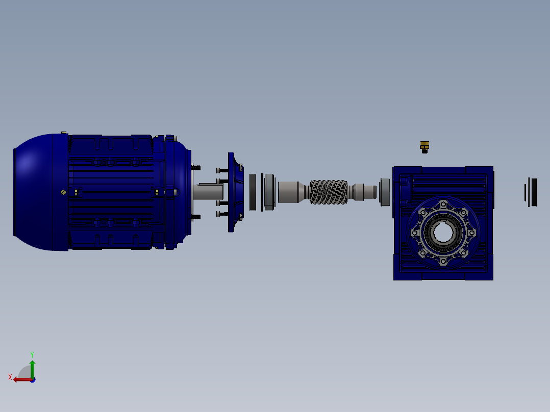 蜗轮蜗杆减速电机3D图纸 Solidworks设计后视图