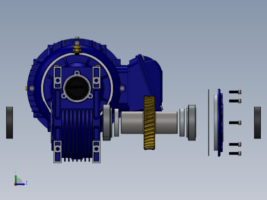 蜗轮蜗杆减速电机3D图纸 Solidworks设计左视缩略图