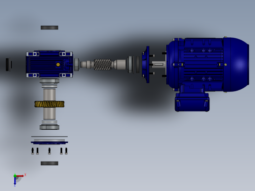 蜗轮蜗杆减速电机3D图纸 Solidworks设计俯视缩略图
