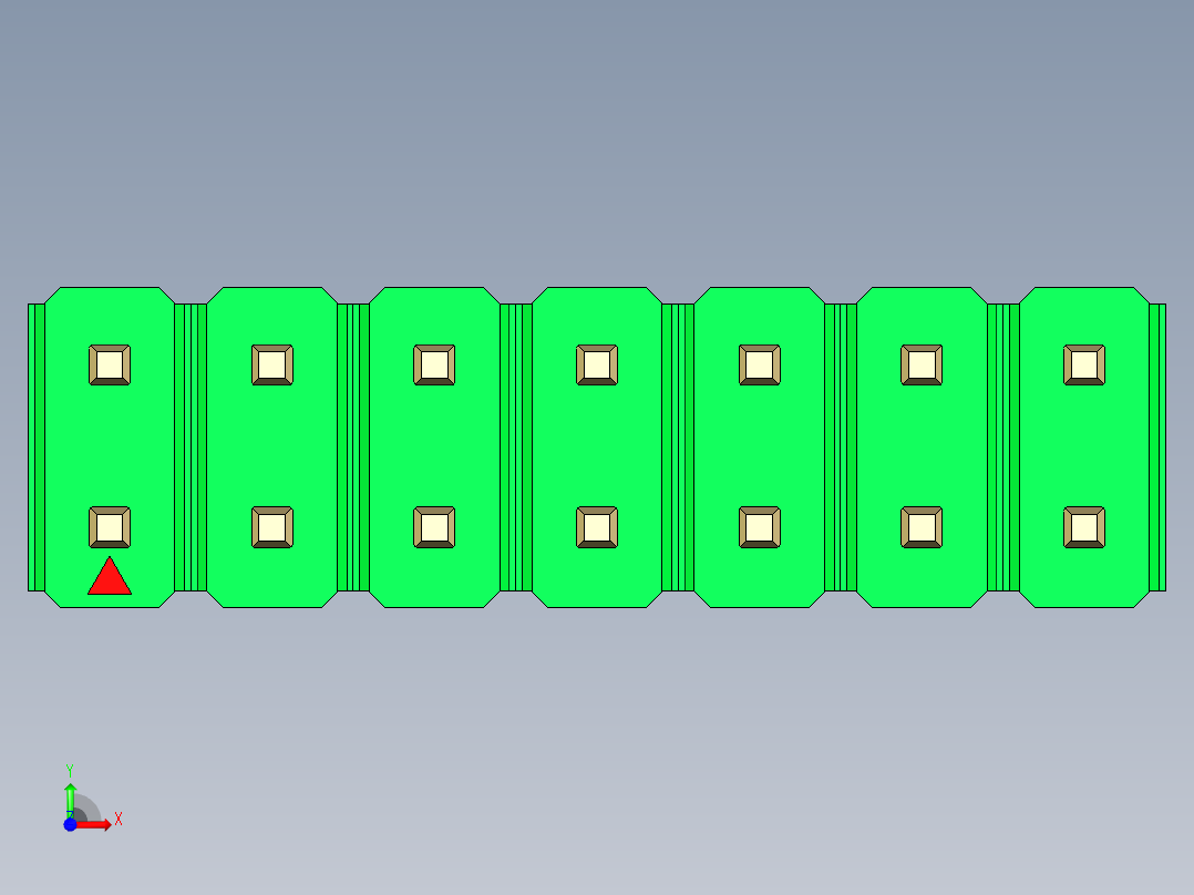 彩色公头100mil（2.54mm）系列-DS1021_green_2x07p_100mil_Type19_rev1.0前视图
