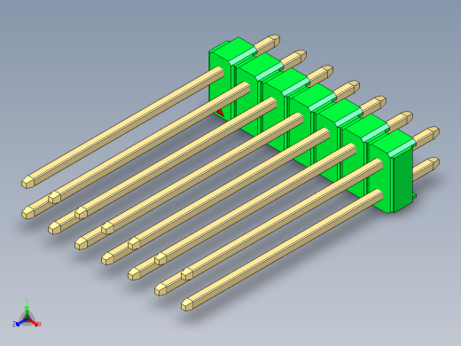 彩色公头100mil（2.54mm）系列-DS1021_green_2x07p_100mil_Type19_rev1.0正等轴测缩略图
