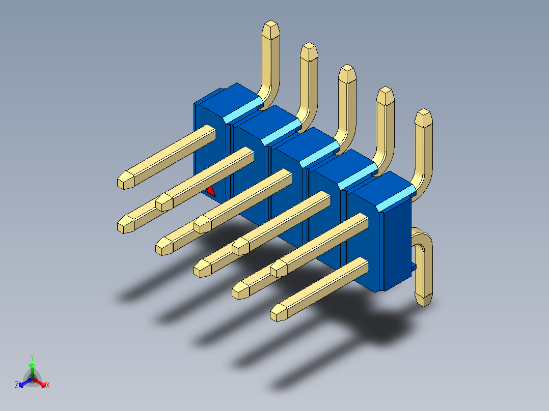 彩色公排针 100mil 2.54mm 系列-DS1022_blue_10p_100mil_TypeSMT_rev1.0主视图