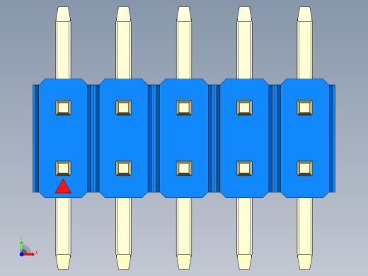 彩色公排针 100mil 2.54mm 系列-DS1022_blue_10p_100mil_TypeSMT_rev1.0前视缩略图