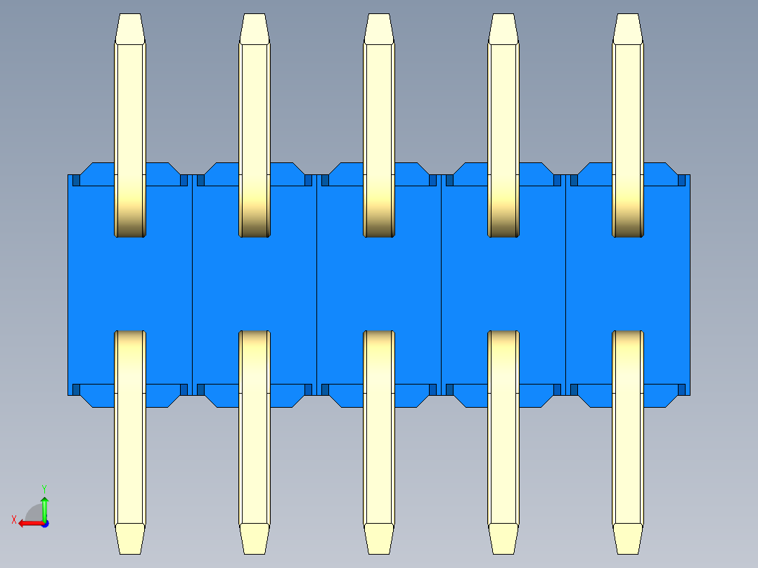 彩色公排针 100mil 2.54mm 系列-DS1022_blue_10p_100mil_TypeSMT_rev1.0后视图
