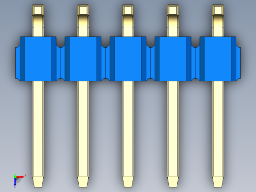彩色公排针 100mil 2.54mm 系列-DS1022_blue_10p_100mil_TypeSMT_rev1.0俯视缩略图