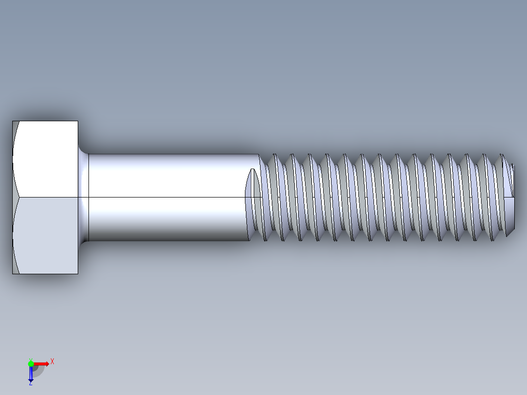 UNC 六角螺栓-Hex Bolt 0.250-20 x 1.250俯视图