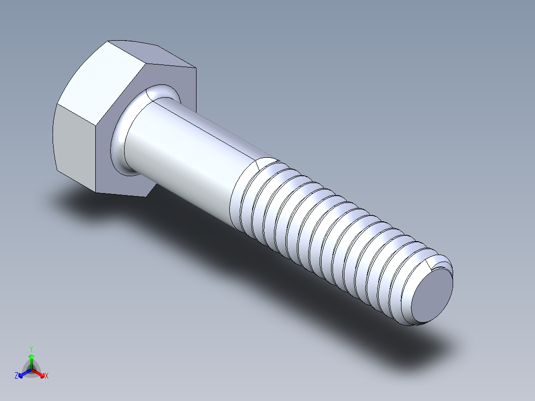 UNC 六角螺栓-Hex Bolt 0.250-20 x 1.250正等轴测图