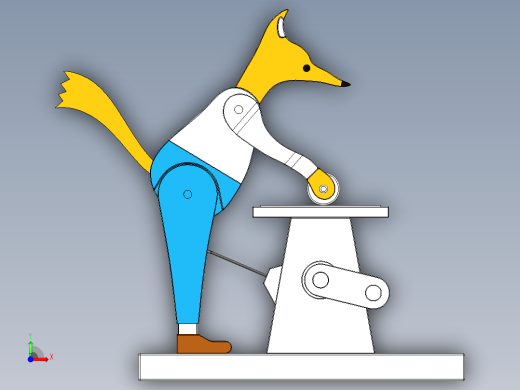 贝克狐狸木玩具三维模型前视缩略图