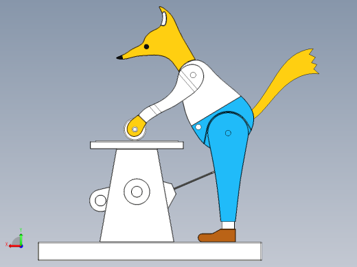 贝克狐狸木玩具三维模型后视缩略图