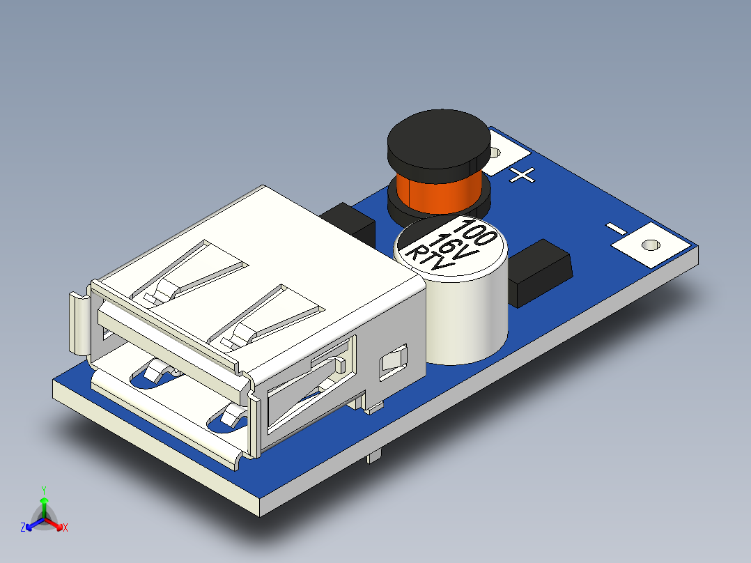 5v usb升压器正等轴测图