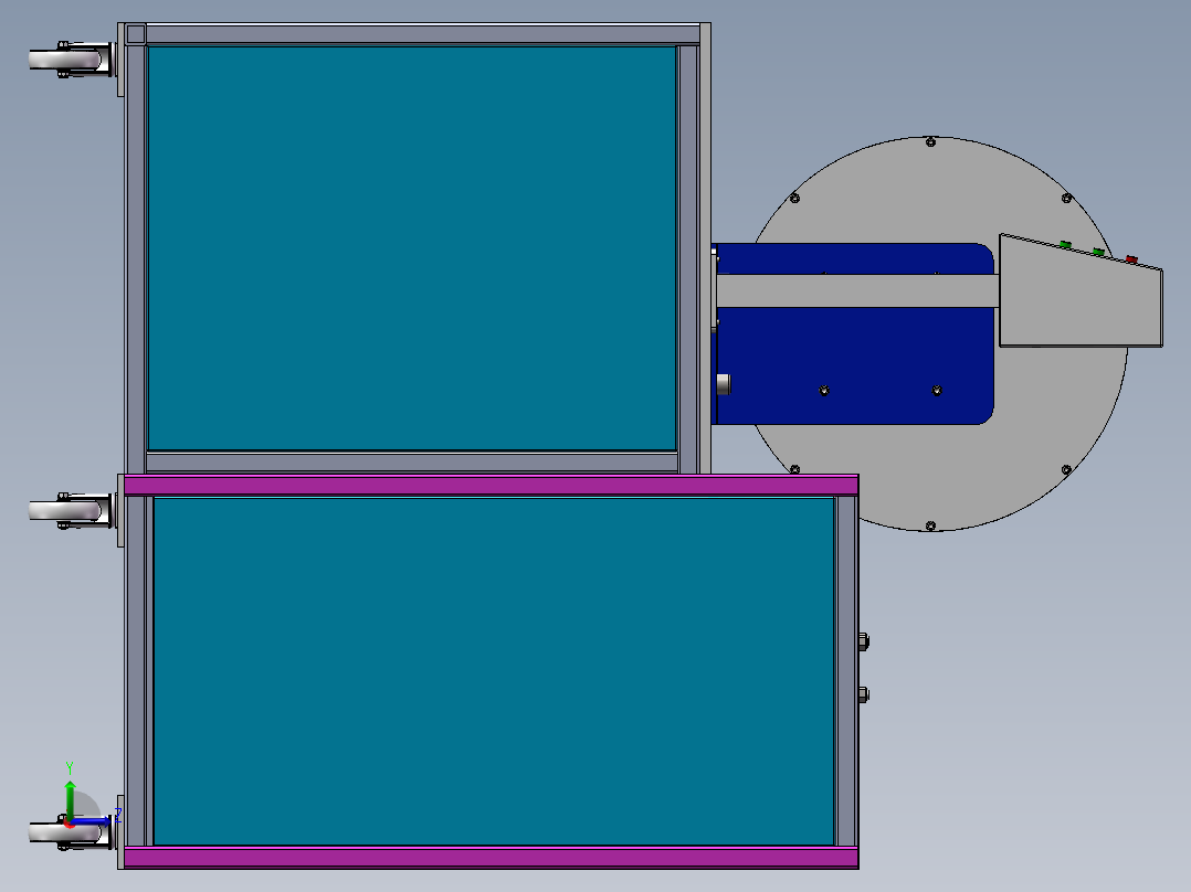 Q501-钱币自动分类，清点机的设计【三维SolidWorks】左视图