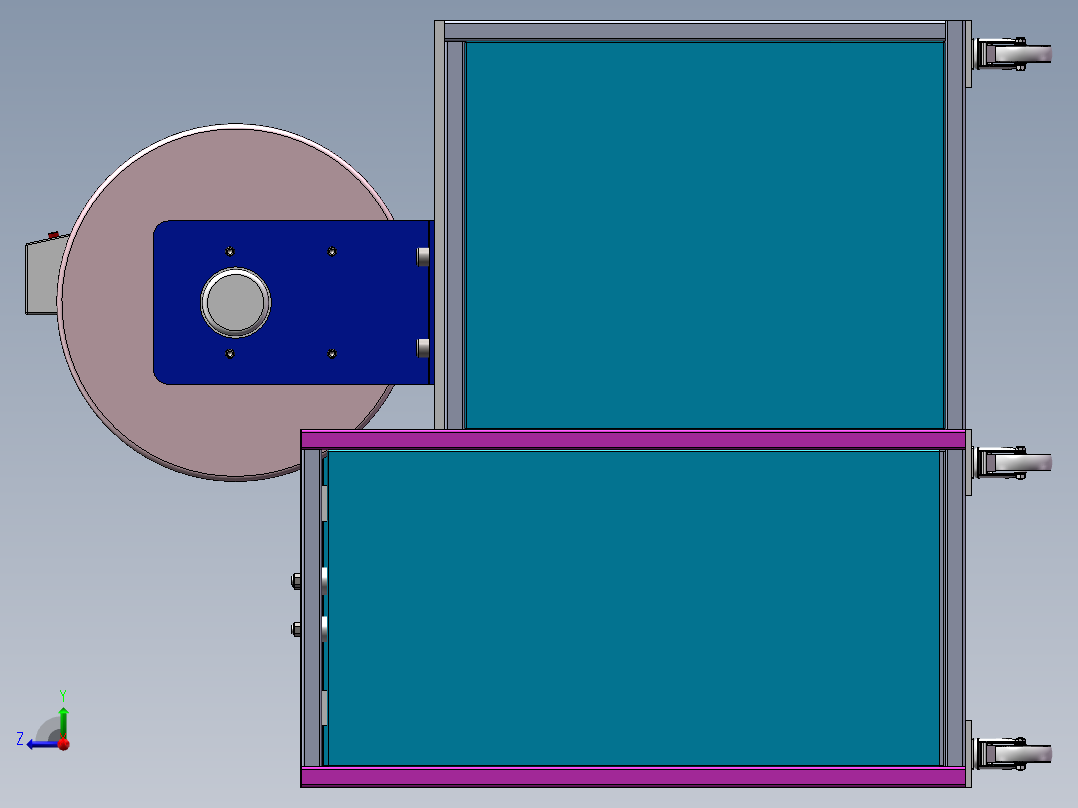 Q501-钱币自动分类，清点机的设计【三维SolidWorks】右视图