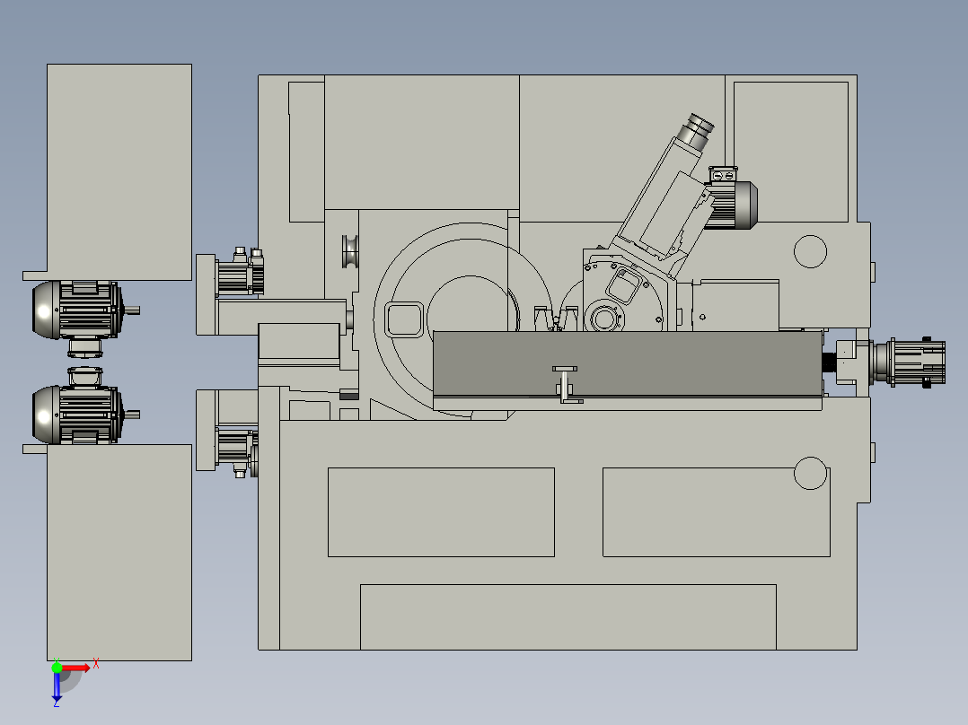 现代化六轴自动车床俯视图