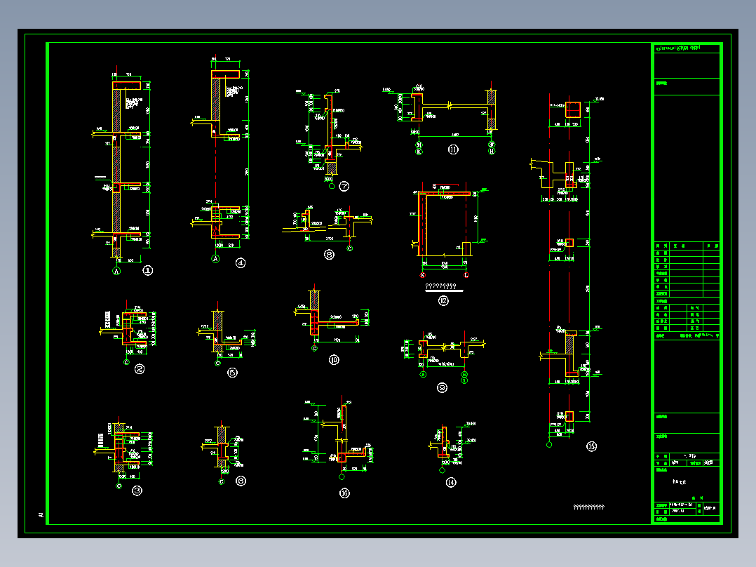 某地某转换层结构节点设计详图CAD图纸