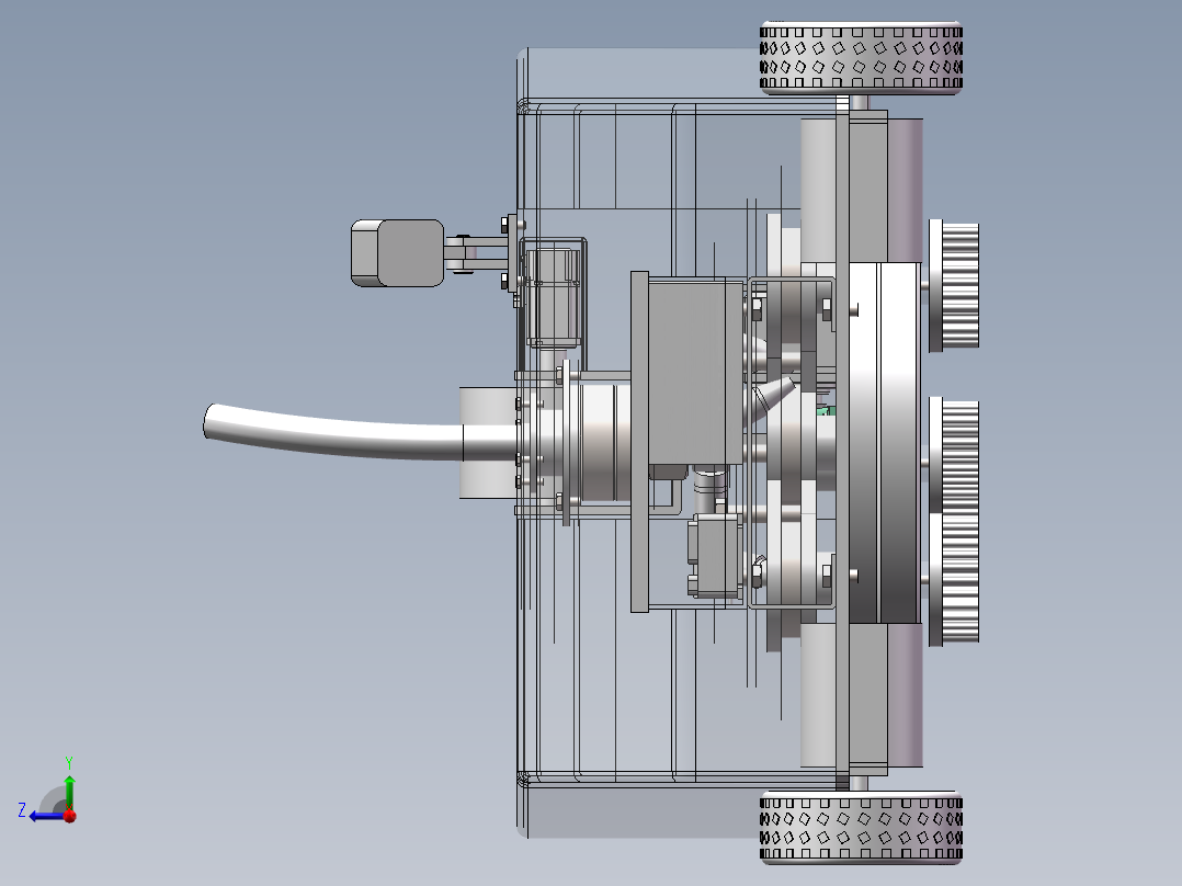 爬壁射流清洗小车右视图