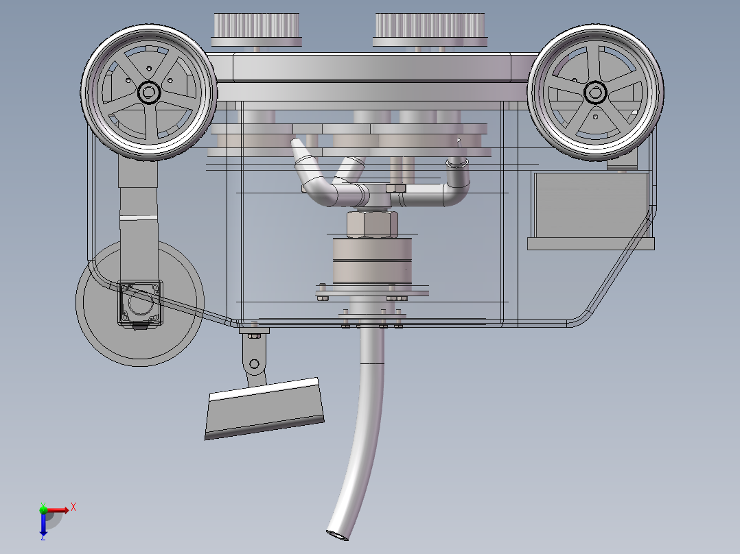 爬壁射流清洗小车俯视图