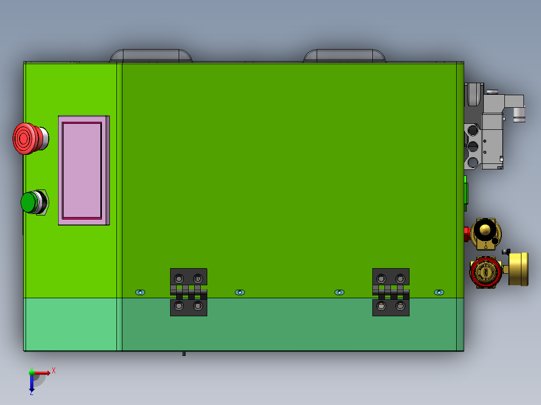 方形线包铜皮机器（sw18可编辑+工程图）俯视图