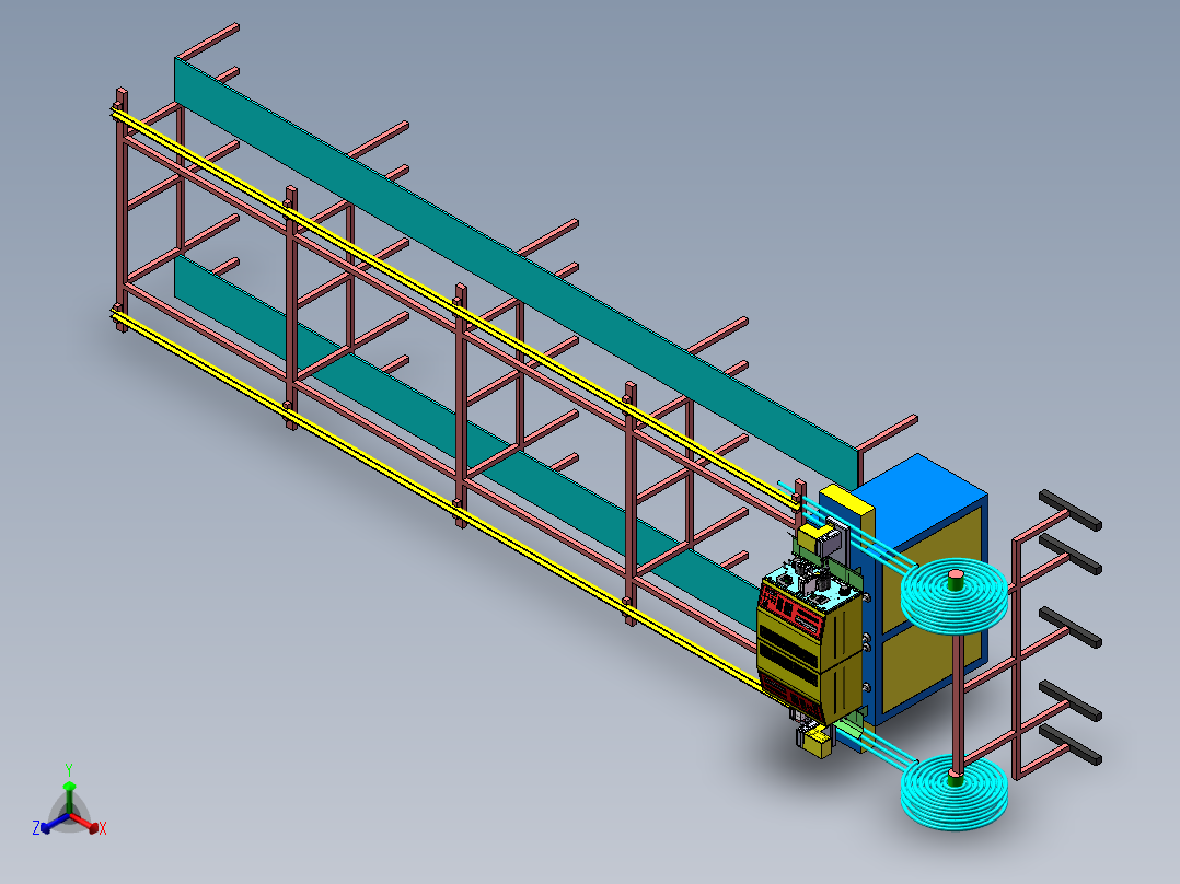 双头双位自动化剥线生产线sw17可编辑正等轴测图