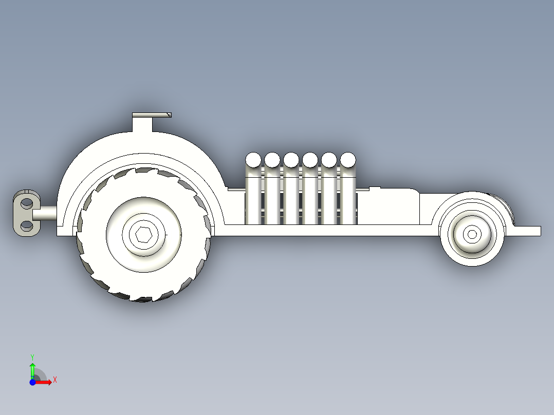 B3003239-橡皮筋动力拖拉机前视图