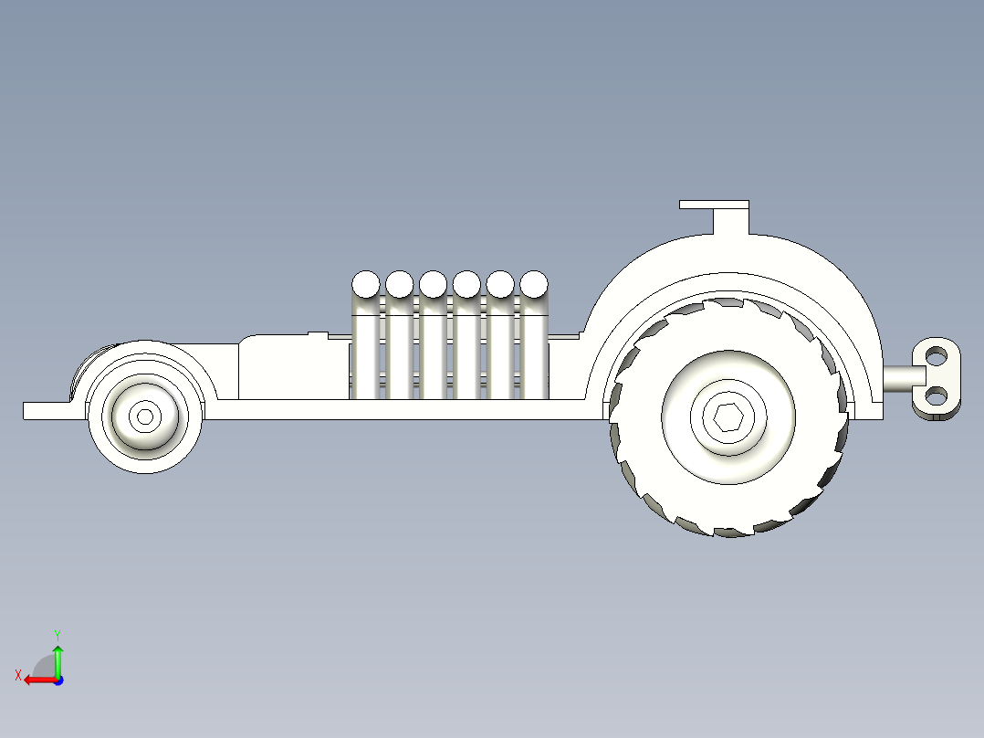 B3003239-橡皮筋动力拖拉机后视图